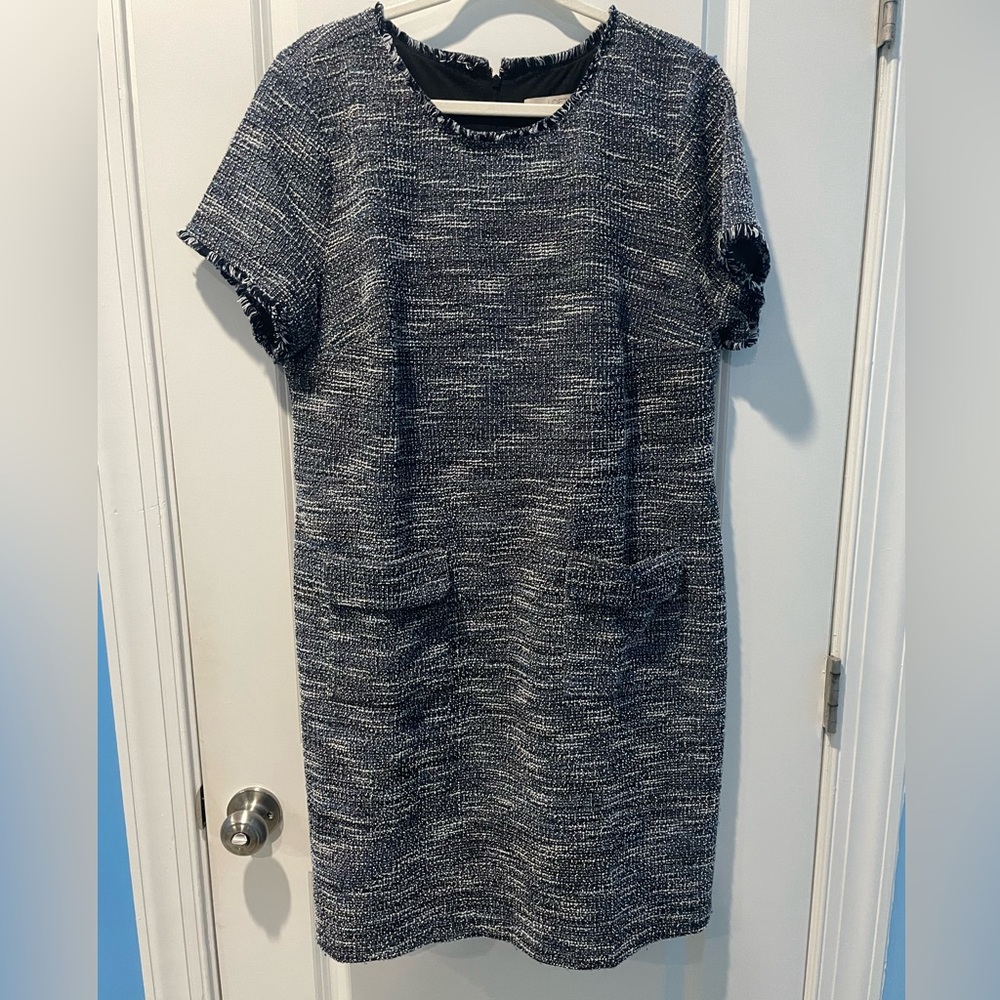 LOFT Black and White Tweed Dress